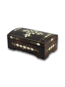 

Wooden Pearl Engraved Jewelery Jewelry Box Portable Storage Organizer Earring Holder Zipper Women Display Travel Case