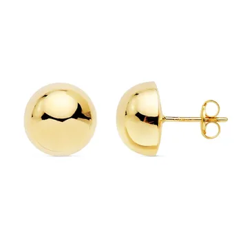 

Gold earrings 18k women half ball 10mm. Smooth close pressure