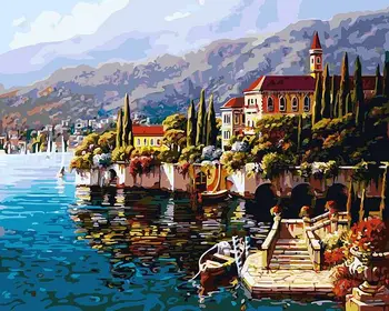 

Varenna. Italy, 40*50 cm painting coloring by numbers on canvas Snow White 370-AB