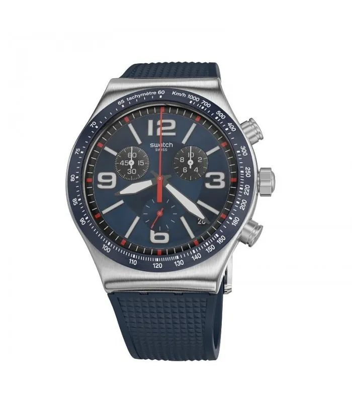 SWATCH ирония CHRONO синяя сетка часы 43 мм YVS454