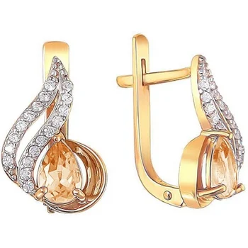 

Esthete earrings with citrine and cubic zirconia in red gold
