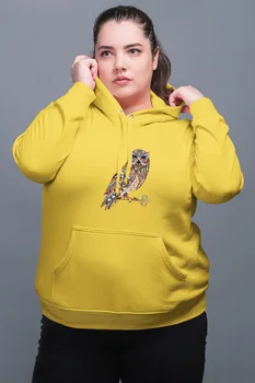 

Angemiel Wear Ethnic Pattern Owl Yellow Women 'S Hooded Sweatshirt