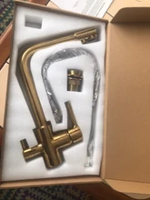 Grifo de cocina con doble Caño cromado, filtro de agua potable, purificador de latón, recipiente, fregadero, mezclador, agua caliente y fría, Torneira