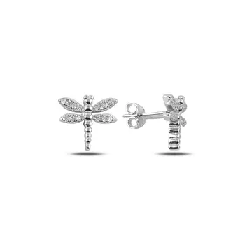 

Angemiel 925 Silver Zircon Stone Dragonfly Earrings