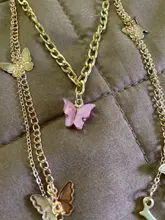 2021 multicapa Vintage acrílico mariposa gargantilla collar de las mujeres de la moda carta cadena de oro capas collar regalo de fiesta, joyería