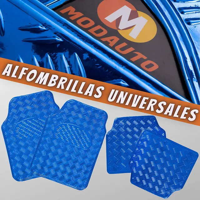 MODAUTO EUROPA S.L. Accesorios Coche Alfombrillas coche universal Juego  Alfombra Goma Universales Adaptables. 4 Elementos Negro, Azul, Plateado.  Antideslizante Imitación Metal. Esterillas Recortables - AliExpress