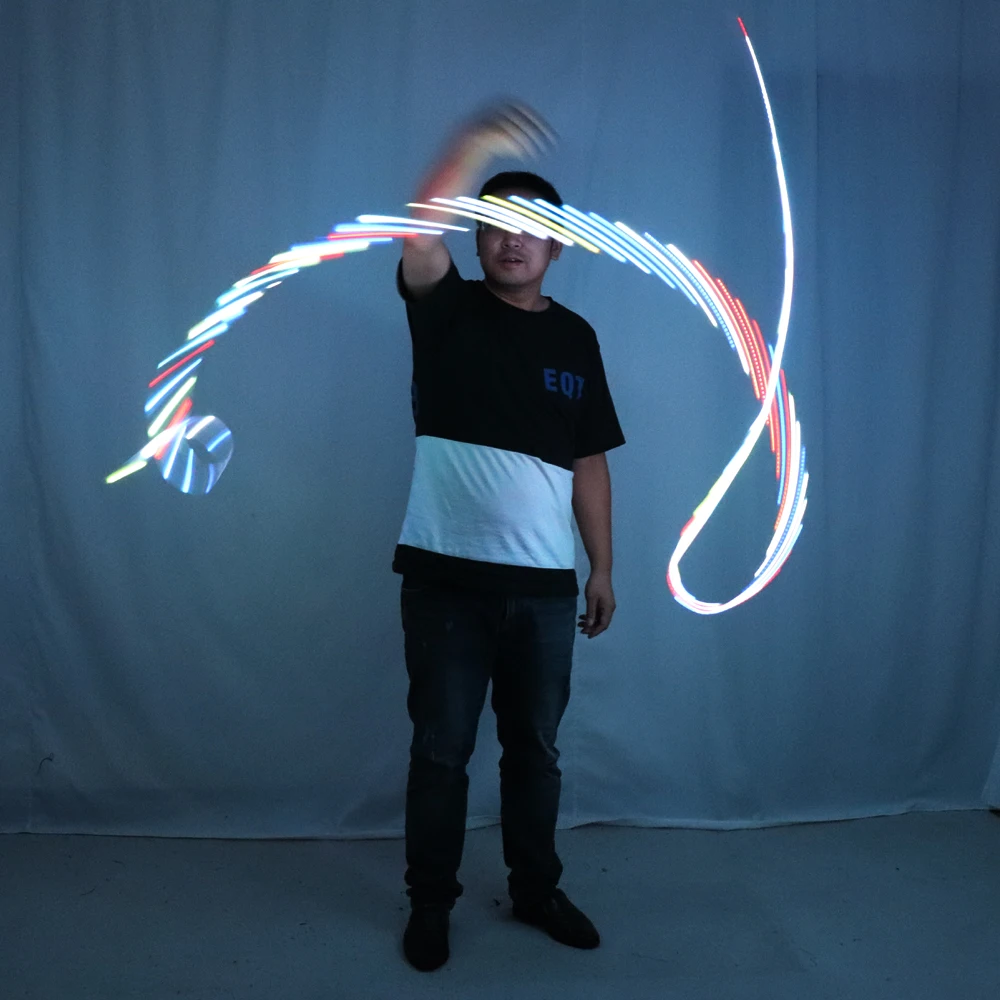 LED Rhythmic Gymnastics Ribbon Colorful Luminous Gym Ribbons Dance Rgb Glow Led Poi Ribbon For