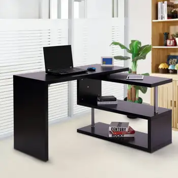 

Desk Table PC Computer with 2 Shelves for Home & Office-Black Color