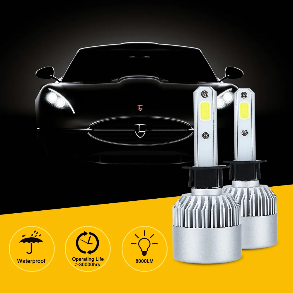 S2-H1; H3; H4; H7; H11; H13; 880/881; 9004; 9005; 9006; 9007 две серебряные Автомобильный светодиодный фары