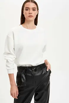

DeFacto Woman Casual Solid Color Hoodies Women White Black SweatShirt Female Streetwear Hoodies Tops-N4129AZ19CW