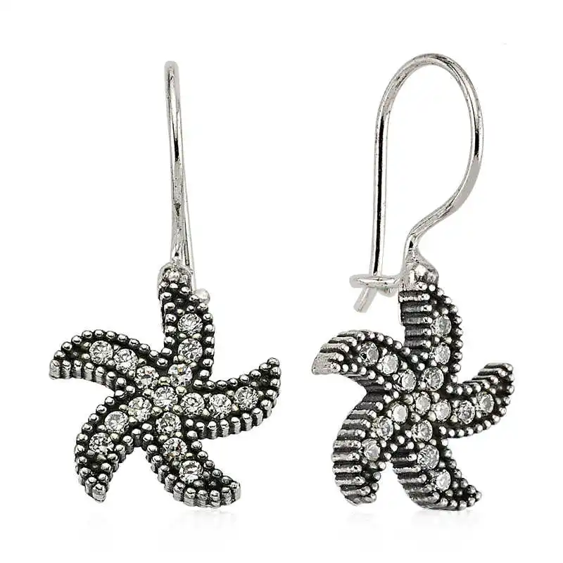 

Merve Silver Silver Sea Star Dangle Earrings