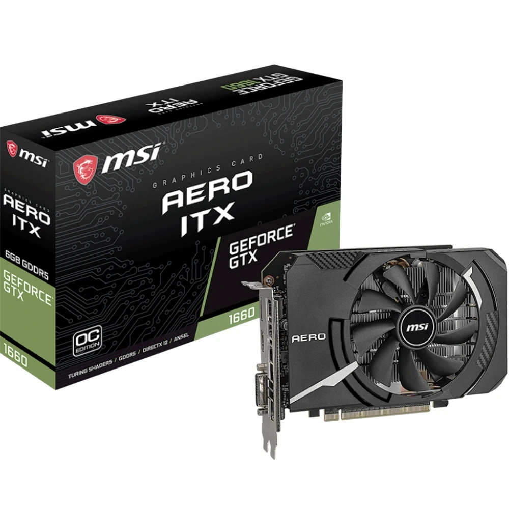 Видеокарта MSI Aero nVidia GeForce GTX 1660 1830MHz 6144MB 8000MHz 192 bit RTL [GTX AERO ITX 6G OC]|Графические карты| |