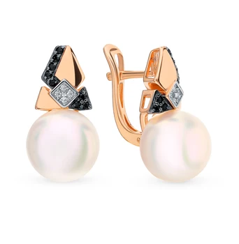 

Gold earrings with cubic zirconia and pearls sunlight sample 585