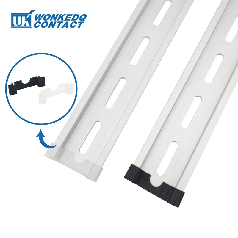 Din Rail Din Rail Terminal Block 2Pcs NS35-HT-B/T Din Rail Cut Resistant Protect 7.5 Thickness Black/Transparent Terminal Block End Cap Protector