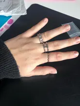 Anillo de Plata de Ley 925 con abertura plateada para mujer, cadena de bloqueo grande, estilo antiguo