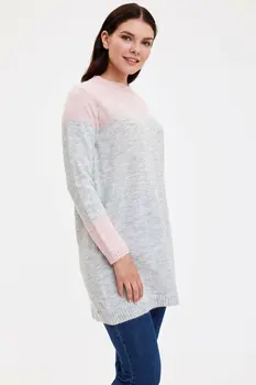 

DeFacto Woman White Solid Color Pullovers Women Casual Autumn Winter Knitted Long Tricot Tunic Soft Sweaters-J2910AZ19AU