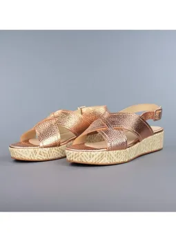

Sandal metal copper wedge rafia.55184