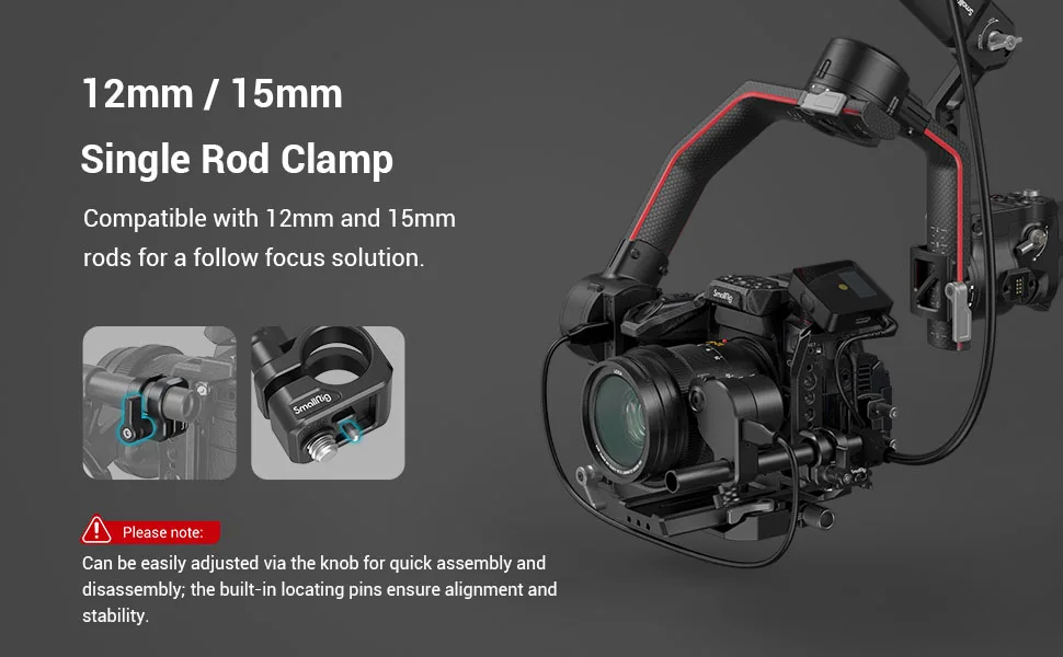 Description Picture 4 of itemSmallRig 12mm/15mm Single Rod Clamp For SmallRig Cage To Provide a Follow Focus Solution Compatible with 12mm and 15mm Rod 3598