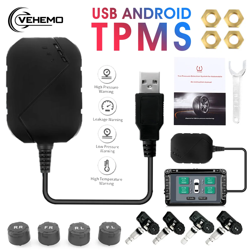 USB Android TPMS система мониторинга давления в шинах Дисплей Сигнализация 5 внутренние датчики навигация