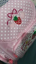 Mochila con bordado de fresa para niñas, Bolsa Escolar rosa, regalo de cumpleaños, 2020, dibujos animados japoneses nuevos