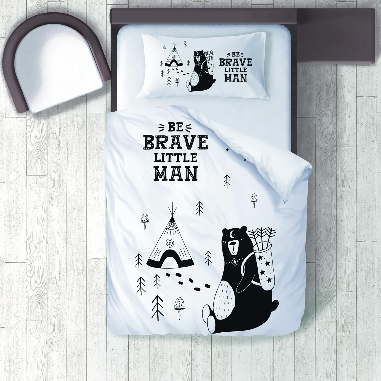 

Duvet Cover Set Bedding Set Pillow Case for Baby and Kids Room 3D Printed White Brave Bear Model 175