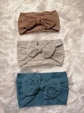 3 unids/set lindo bebé diademas de chica Bowknot bebé recién nacido chica Pelo elástico bandas de Color sólido de Nylon bebé accesorios para el pelo