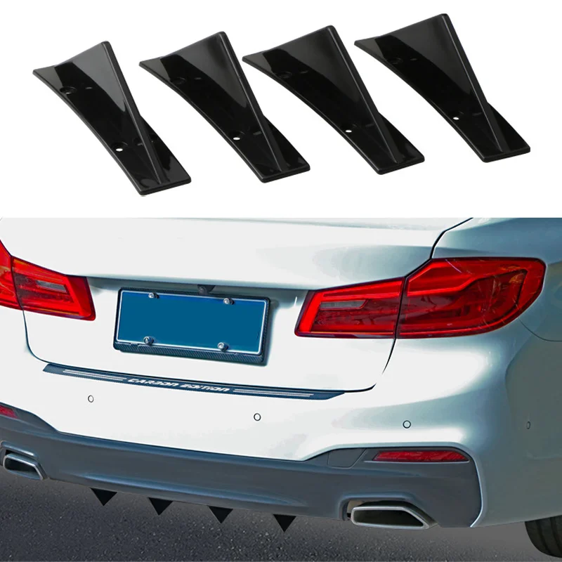 Kit 4 Pièces Diffuseur/aileron Arrière Voiture - Noir, En PP - Pour Personnalisation Look Sportif