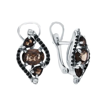 

Silver earrings with раухтопазами and cubic zirconia sunlight sample 925