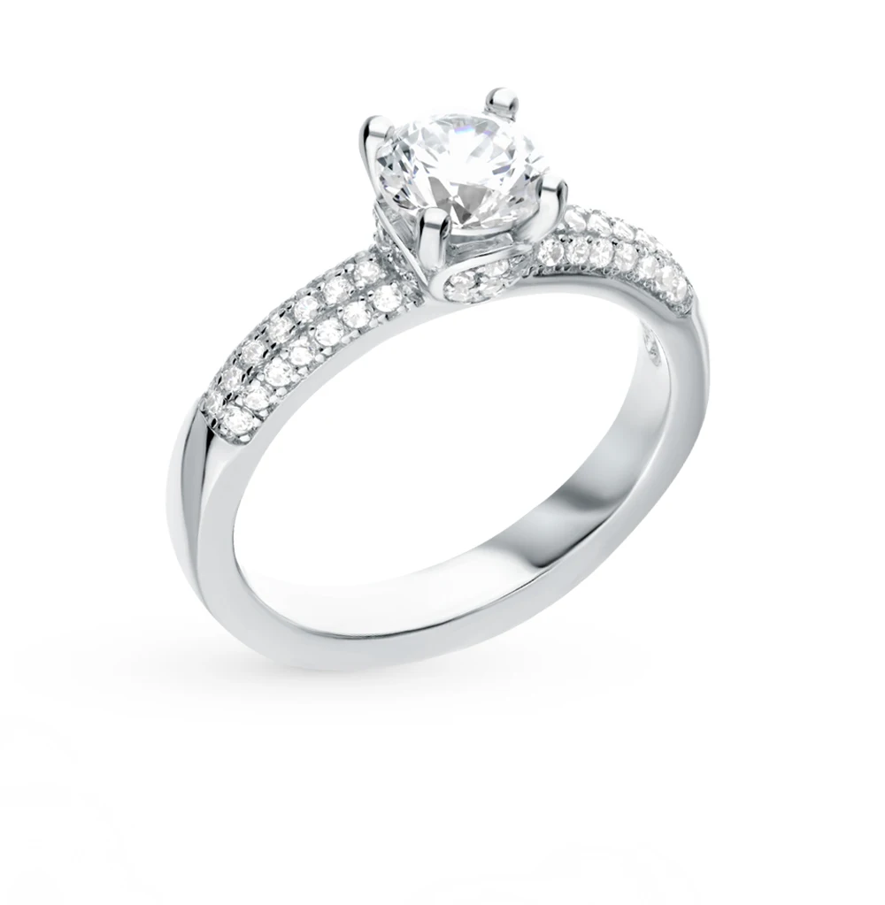 Серебряное кольцо с фианитами SUNLIGHT проба 925