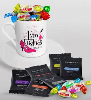 

Personalized House Süslüsü Turkish coffee Cup Selamlique Mixed Turkish Coffee House and Haribo Candy Gift Seti-1