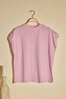 

Trendyol Cubic Zirconia Basic Knitted T-Shirt TWOSS20TS1536