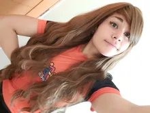 EASIHAIR-Peluca de cabello sintético para mujer, cabellera artificial ondulado con flequillo, largo, color marrón, de alta densidad, para Cosplay, resistente al calor