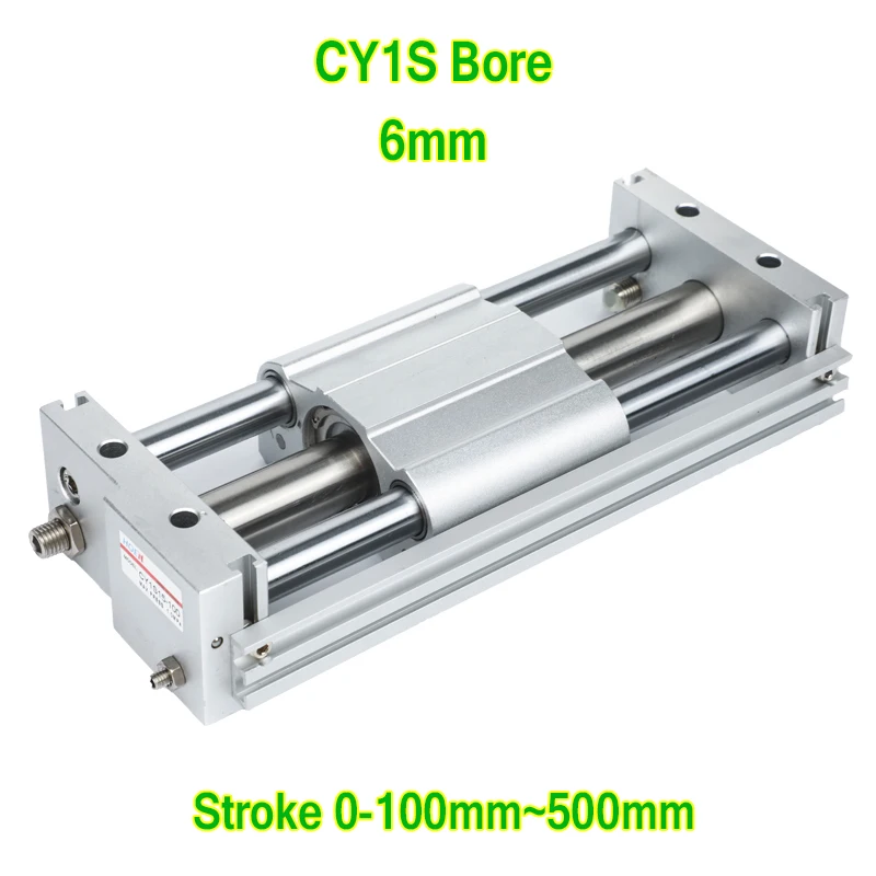 

SMC Type CY1S Series Magnetically Coupled Rodless Cylinder Slider Type Air Cylinder Bore 6mm Stroke 100-500mm CY1S6-100