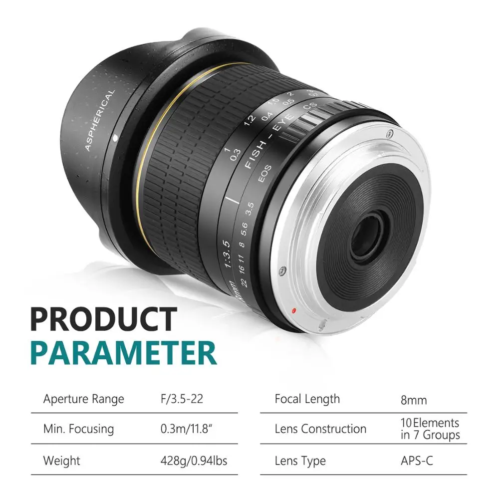 US $125.92 Neewer 8mm F35 Ultra Wide Angle Manual Focus Rectangle Fisheye Lens For APSC DSLR Canon EOS 77D 80D Rebel T7 T7i T6i T6s T6