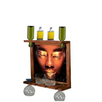 

Wall Art Picture Wooden Wine Rack Bottle Organizer Holders Beer Whiskey Bottle Bar Home Party Kitchen Salon Accessory