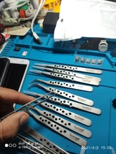 Pinzas electrónicas industriales antiestáticas ESD, Punta rectas y curvadas, pinzas de acero inoxidable de precisión, herramienta manual de reparación para teléfono SMD
