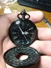 Pocketwatch negro Vintage CharmUnisex para hombre y mujer, Número romano de moda de cuarzo Steampunk, reloj de bolsillo, collar con colgante para hombre con cadena