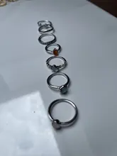 Anillos metálicos de dedo con piedras coloridas para mujer y niña, HZ, 2019, Vintage, color plata, para verano