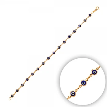 

KUTAYDAN 925 Sterling Silver 4mm Hand Job Glass Eye Bead Bracelet