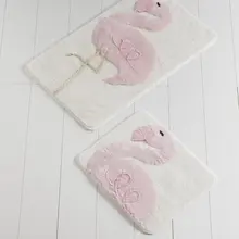 Bath Mats Non Slip Anti Mould Mats Non Slip Anti Mould Pink Flamingo 2'Li Set 60X100 Cm- 50X60 Cm