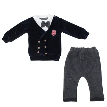 

Papyonlu Button Navy Blue Self-Hırkalı Navy 2'li Suit