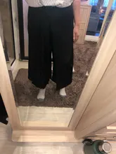 Wide Leg-Trousers Fit-Pants Pleated Spring Autumn Split Black High-Elastic Women Fashion