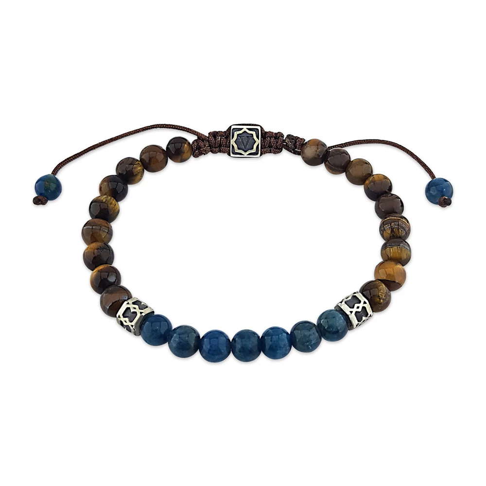 

VAOOV Apatite and Tiger Eye Sterling Silver Men Bracelet