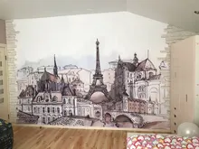 Watercolor Mural Wallpaper Stickers Decoration Behang Papier Hand-Painted European Fashion