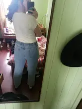 Boyfriend Jeans Loose-Coated Denim Pants Elastic-Waist Street-Style Vintage Plus-Size