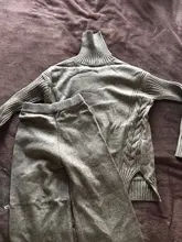 Women Tracksuit Pants Pullovers Sweater-Set Spring Wide-Legs Warm Turtleneck Autumn JXMYY