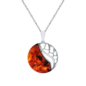 

Silver Pendant with amber sunlight sample 925
