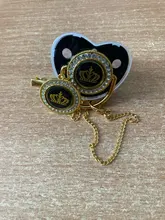 Chupete de bebé de adorno dorado, cadena de Clip sin BPA de silicona, pezón de diamantes de imitación infantil, regalo de ducha de 0 a 18 meses, 6 colores