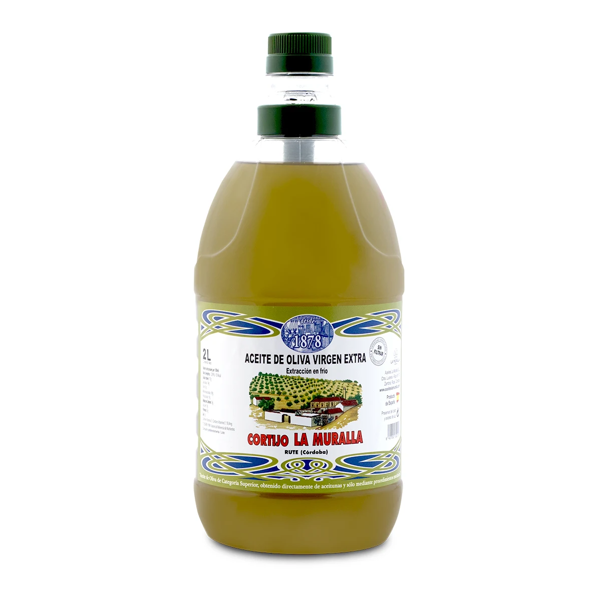 Extra virgin olive oil, Cortijo La Muralla, Arbequina variety, 2 litre Rafa, cold extraction, AOVE 100% Natural