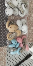 10 unids/lote 3 colores de madera chupete Clip bebé dentición cuentas Clip accesorios para DIY Cadena de chupete herramienta venta al por mayor